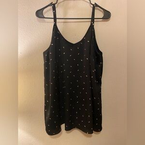 Torrid women’s Black Flows Tank Blouse Sz1 W Gold Leaf details